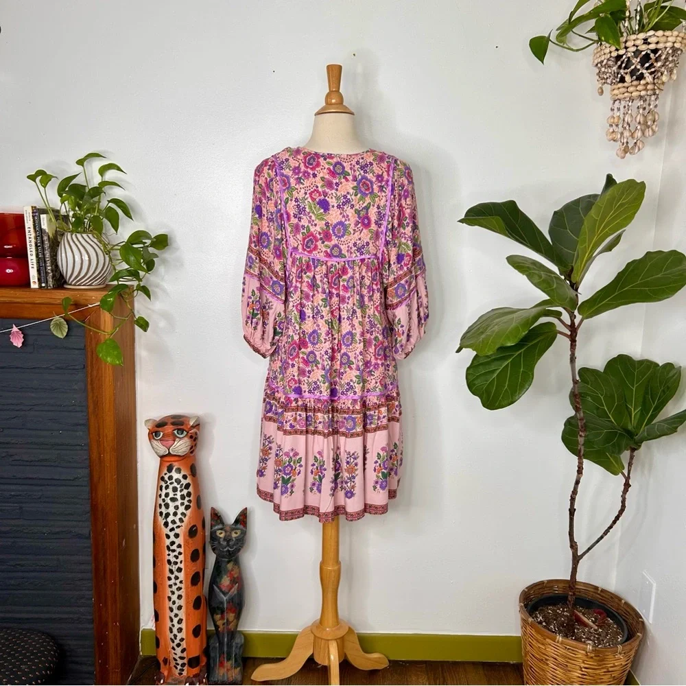 Umgee smocked front tassel tie boho dress - Picture 4 of 6